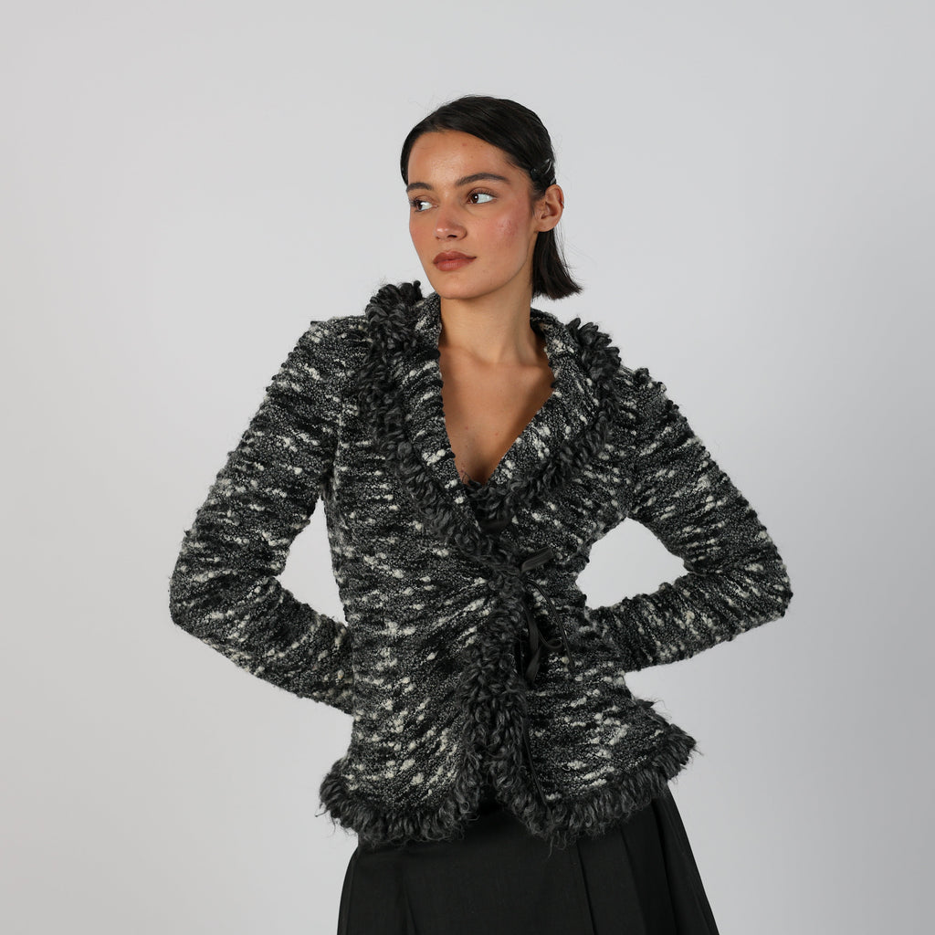Charcoal Grey Y2K Armani Woven Jacket (S)