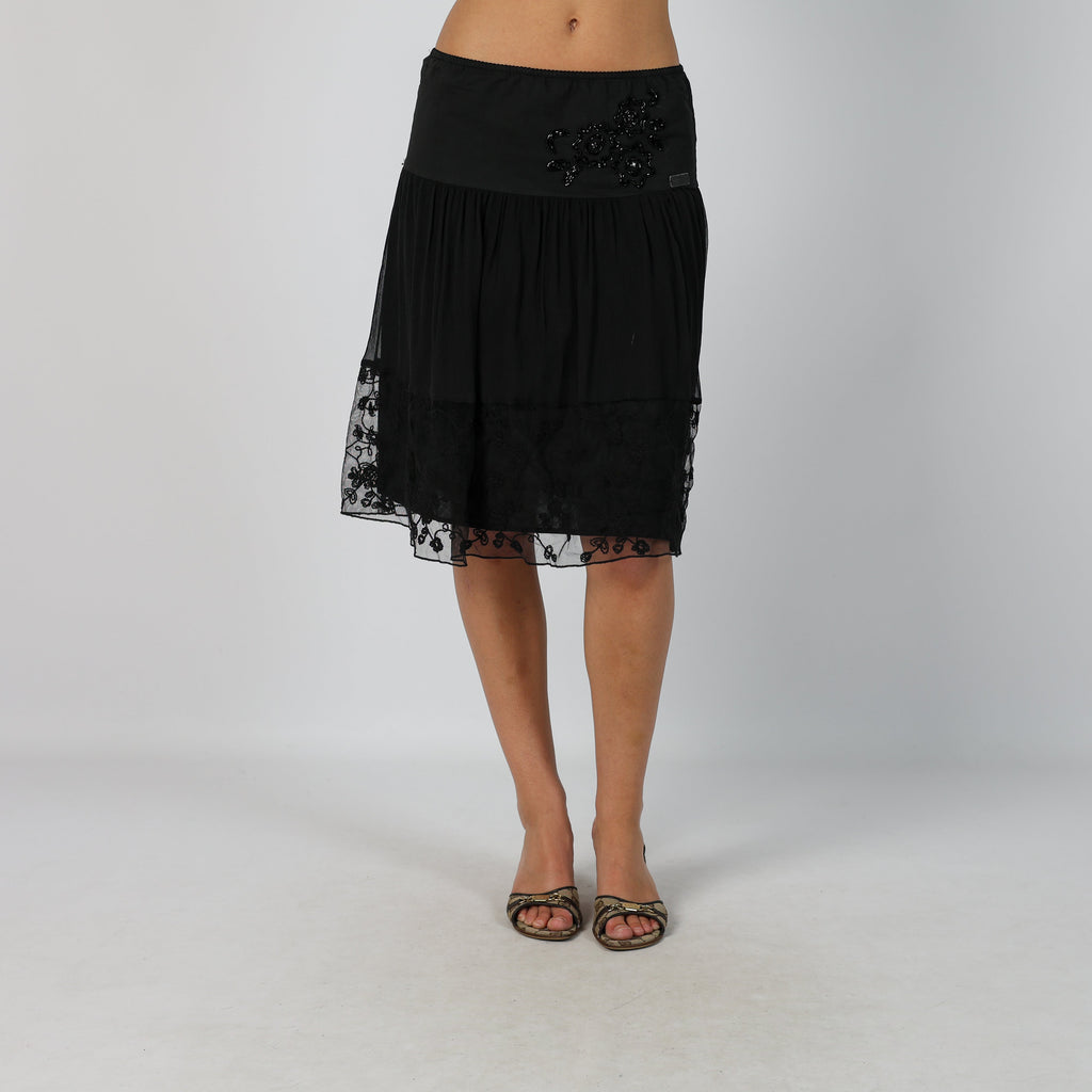 Black Y2K PHARD Woven Midi Skirt (S)