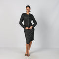 Charcoal Grey Y2K Denim Midi Skirt (M)
