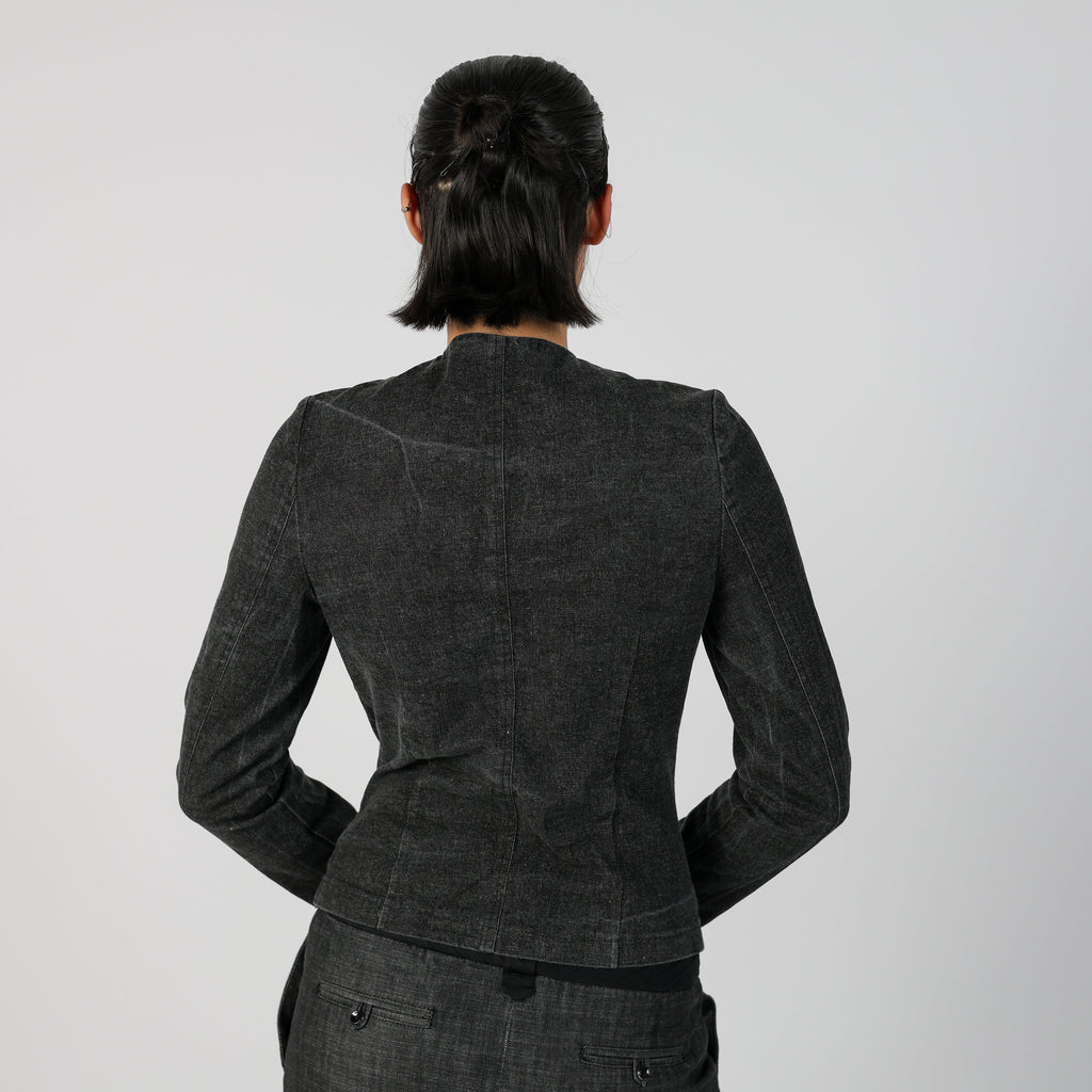 Charcoal Grey Y2K Denim Jacket (M)