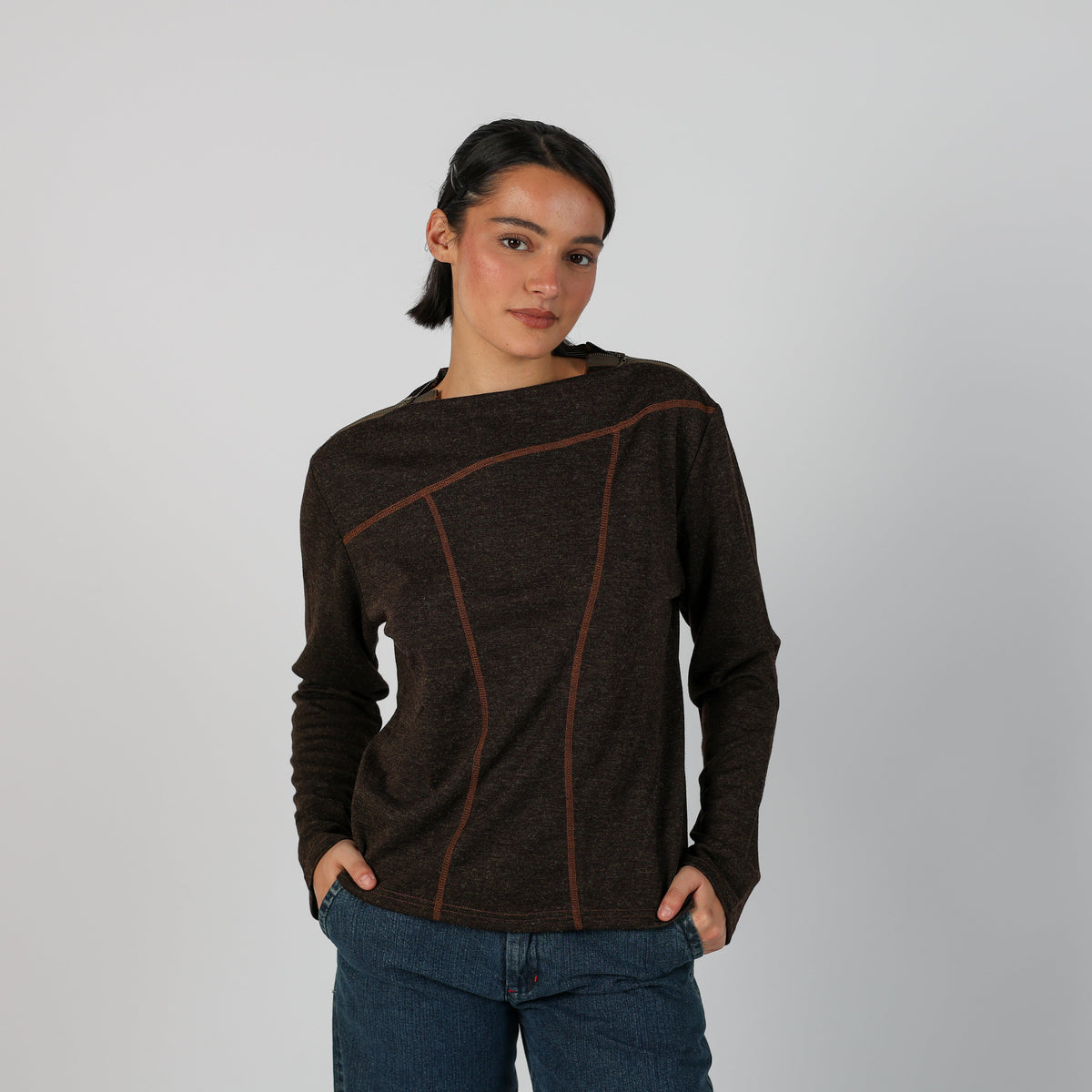 Brown Y2K Long Sleeve Top (L)