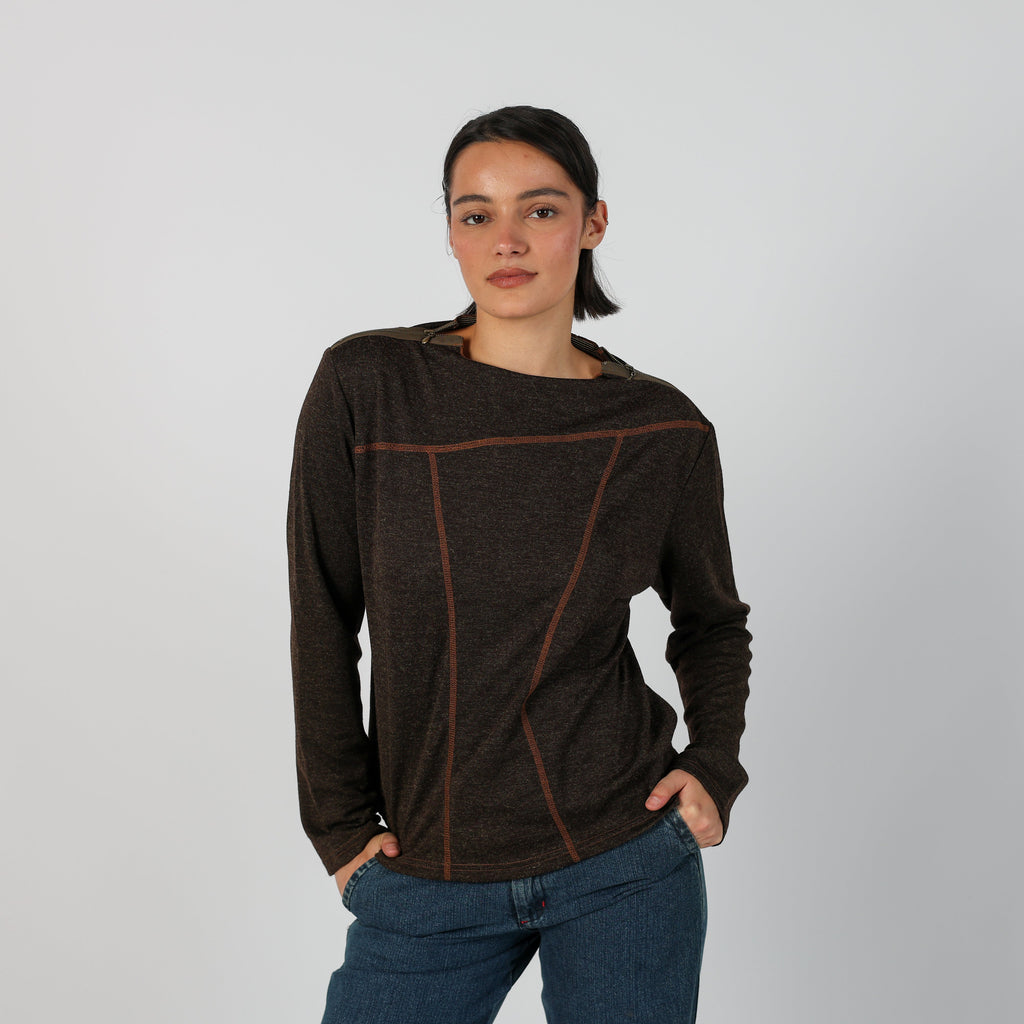 Brown Y2K Long Sleeve Top (L)