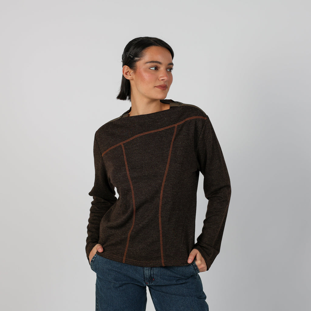 Brown Y2K Long Sleeve Top (L)