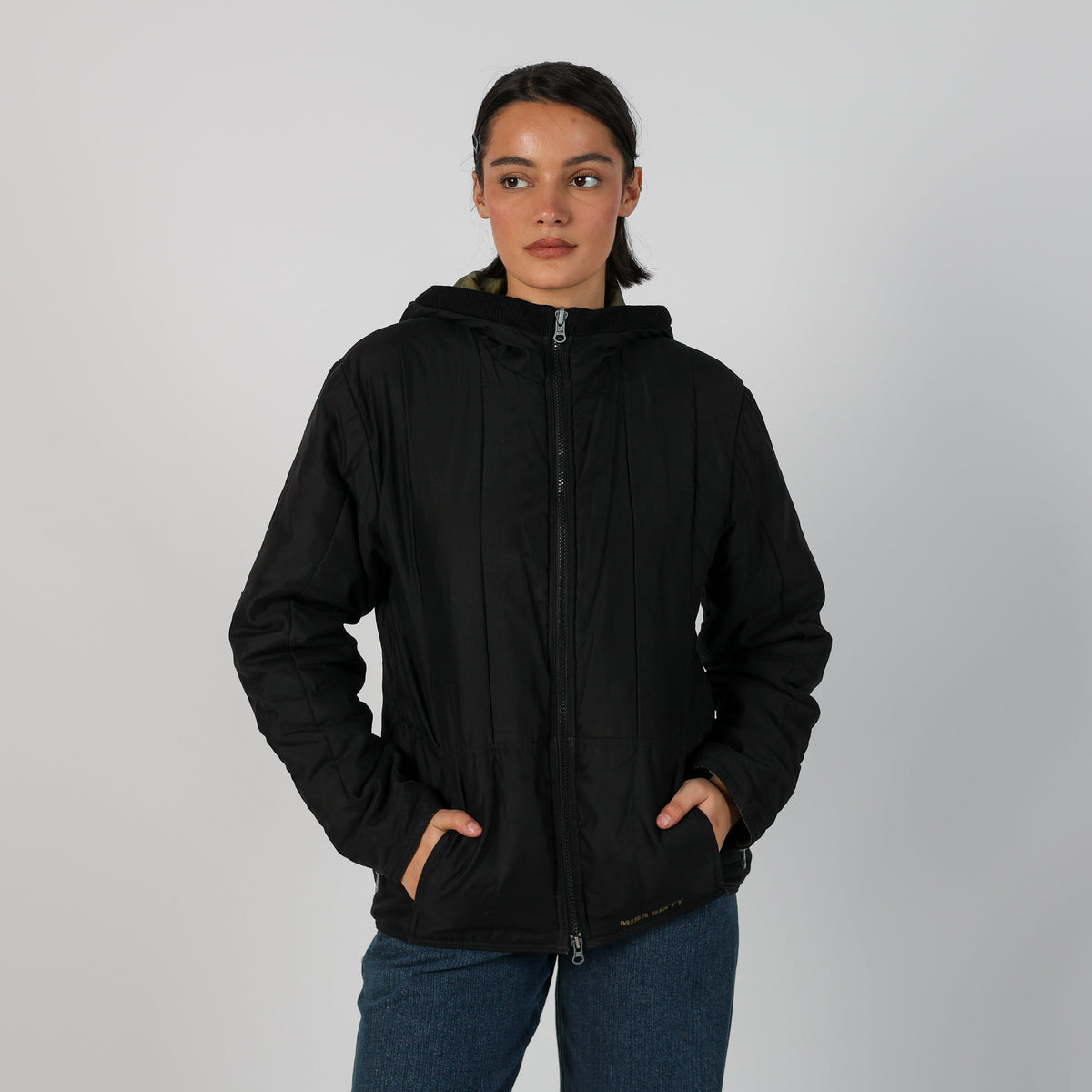 Black Y2K Miss Sixty Puffer Jacket (L)