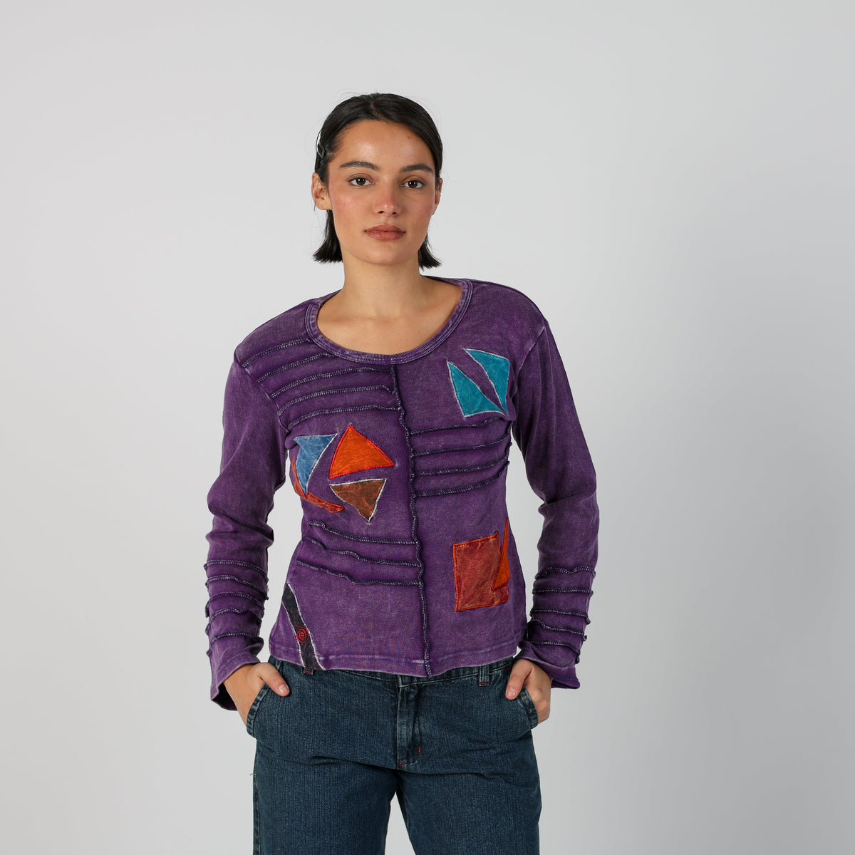 Purple Y2K Controcorrente Long Sleeve Top (S)