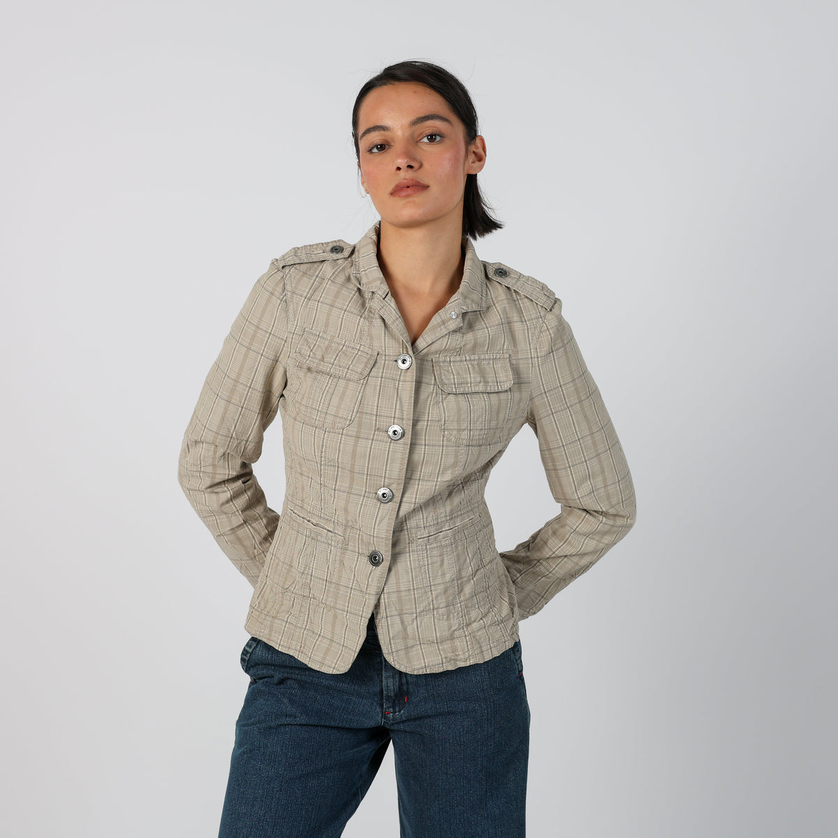 Beige Y2K Street One Casual Jacket (S)