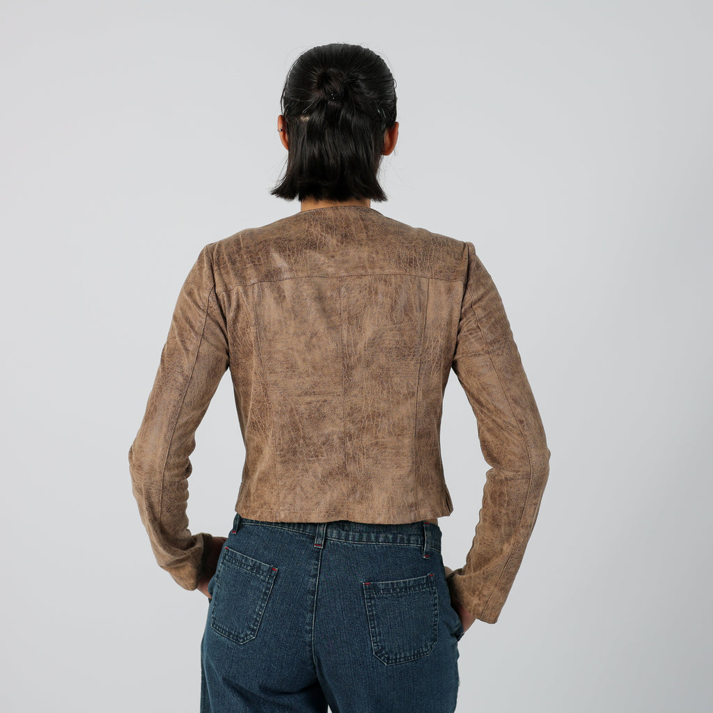 Beige Y2K Suede Jacket (S)