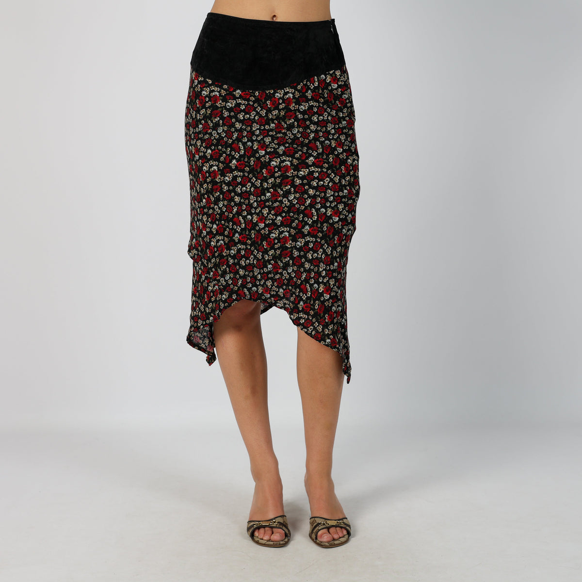 Black Y2K Motivi Woven Midi Skirt (S)