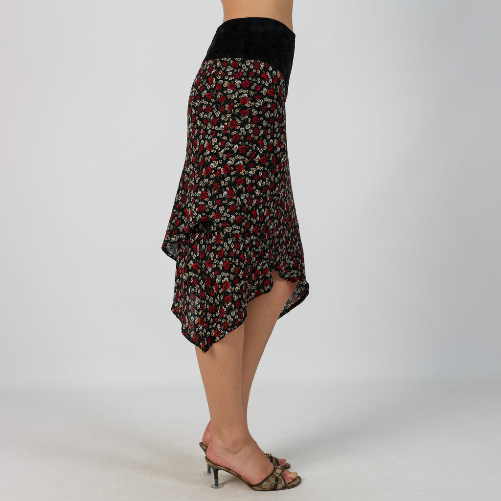 Black Y2K Motivi Woven Midi Skirt (S)