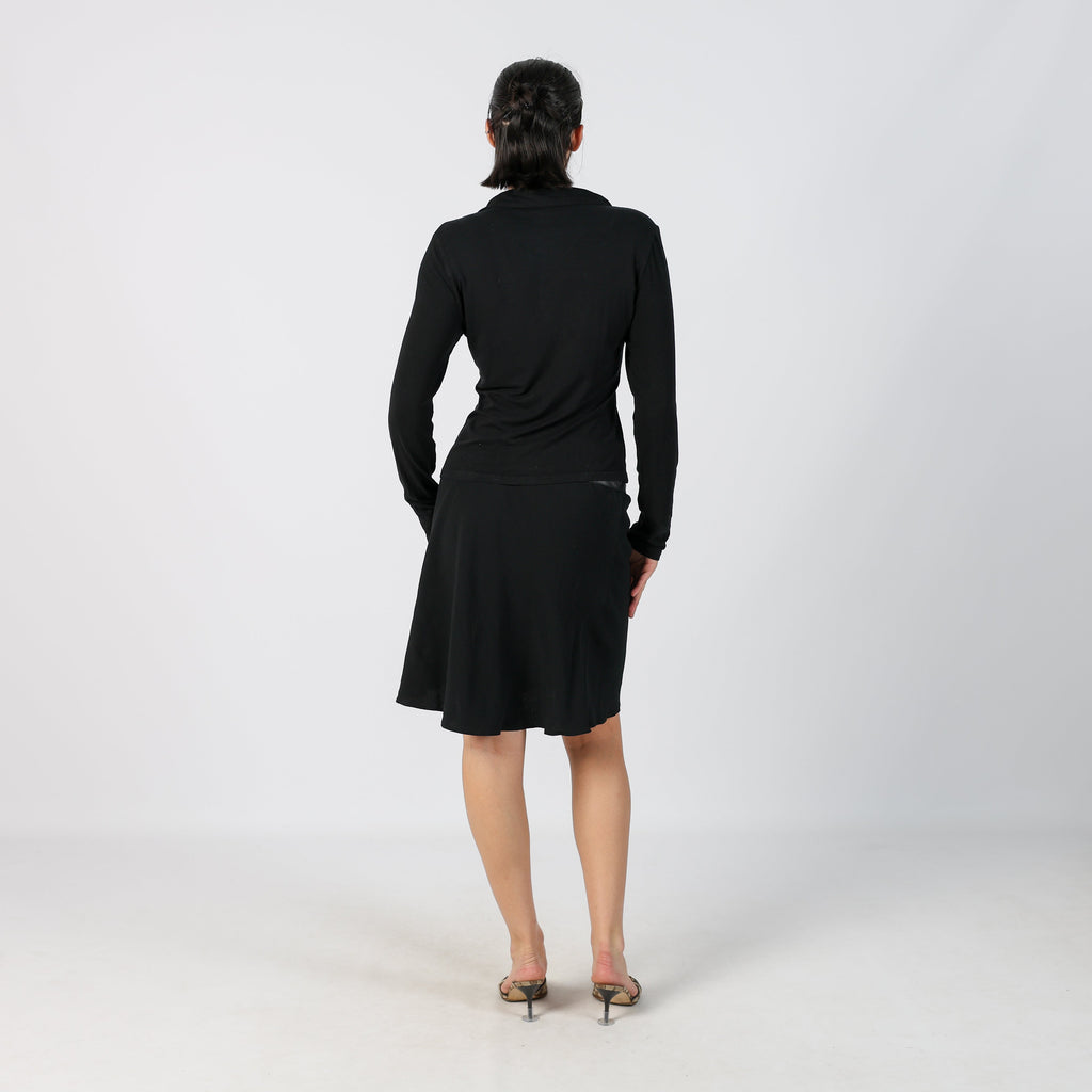 Black Y2K Woven Midi Skirt (S)