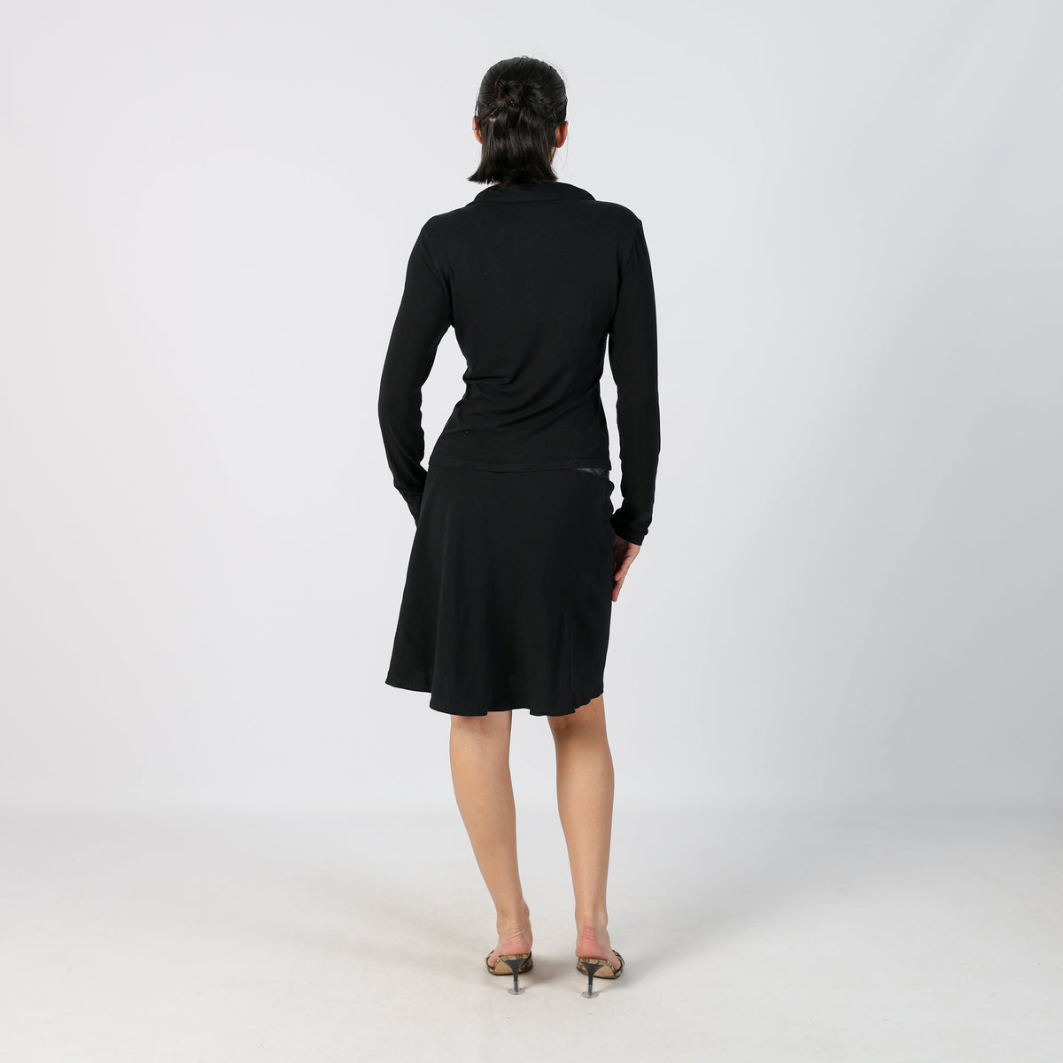 Black Y2K Woven Midi Skirt (S)
