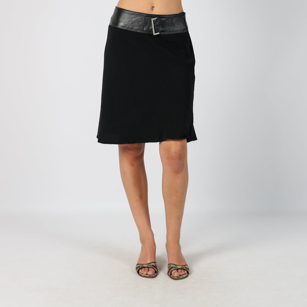 Black Y2K Woven Midi Skirt (S)