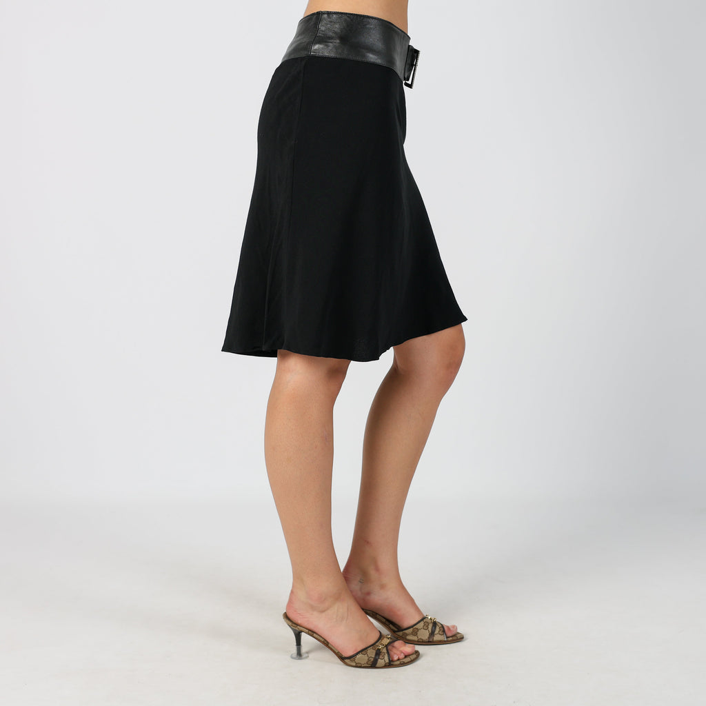 Black Y2K Woven Midi Skirt (S)