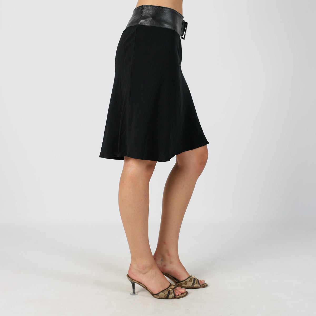 Black Y2K Woven Midi Skirt (S)