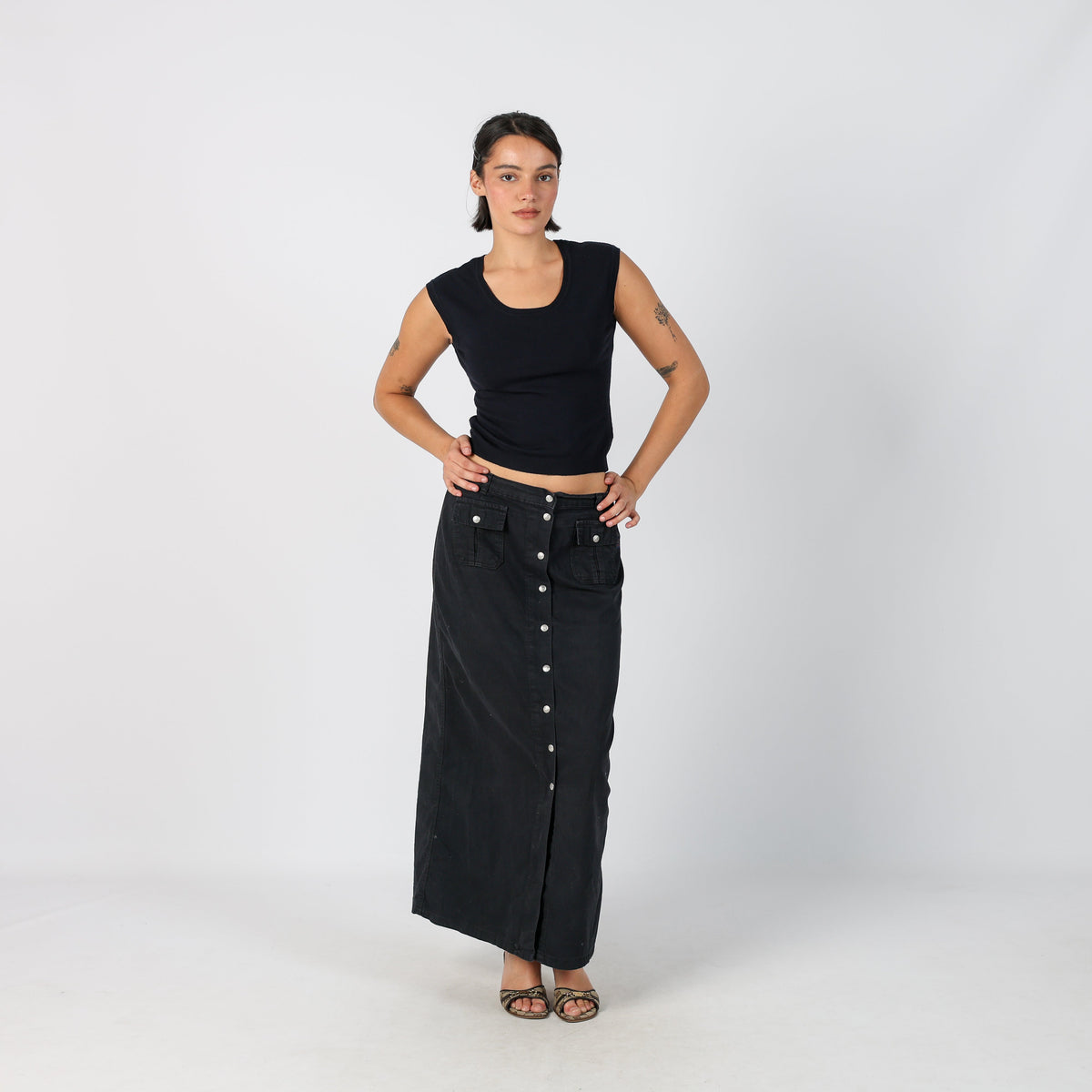 Black Y2K Kocca Denim Maxi Skirt (S)