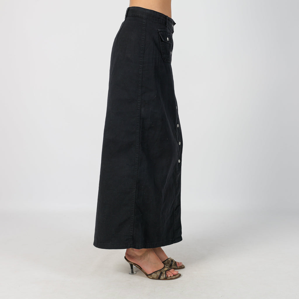 Black Y2K Kocca Denim Maxi Skirt (S)