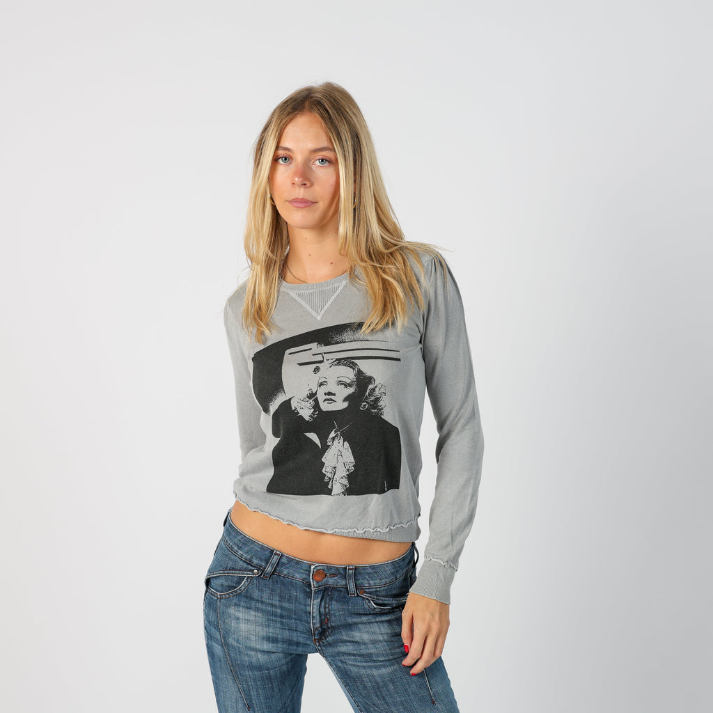 Light Grey Y2K Sisley Woven Top (S)