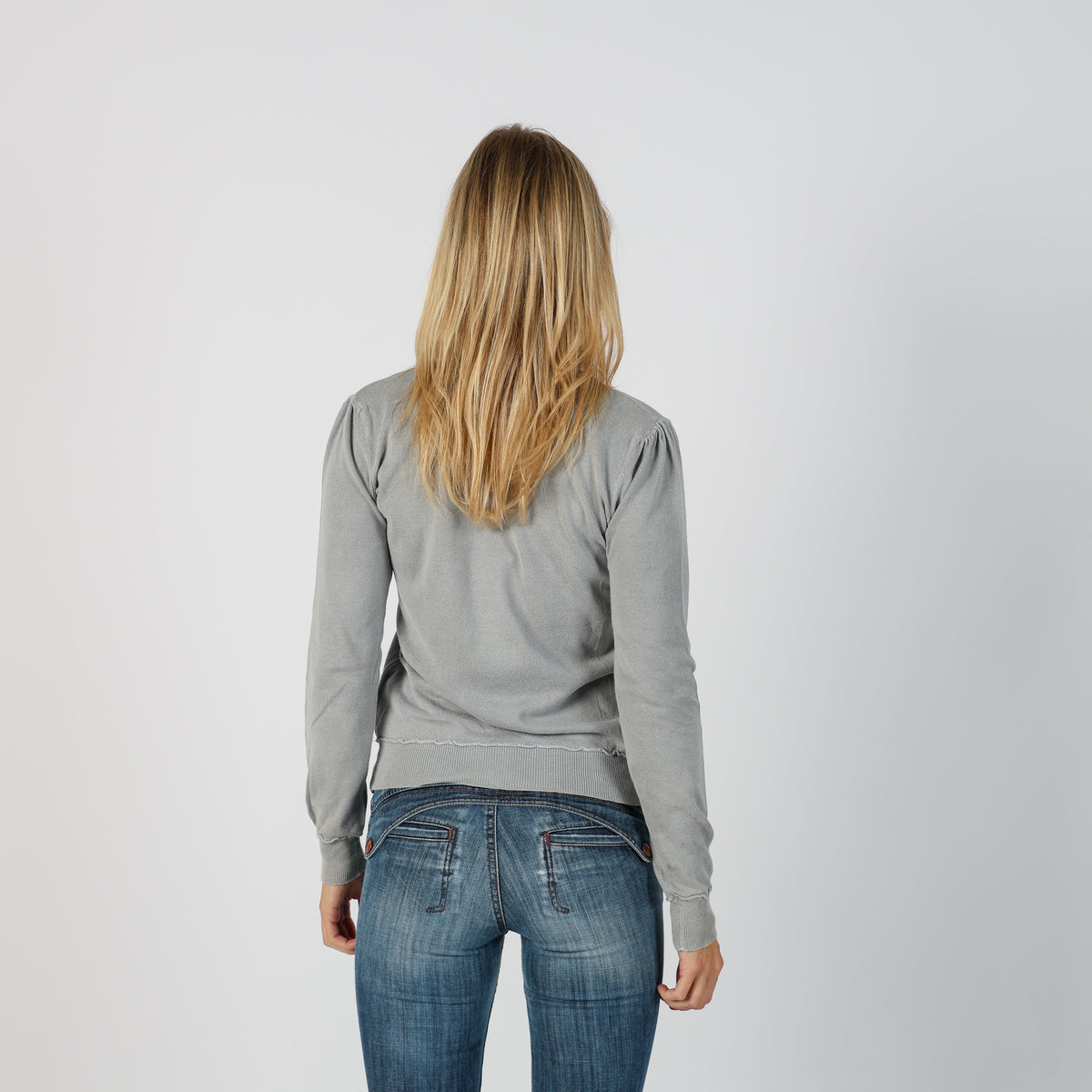 Light Grey Y2K Sisley Woven Top (S)