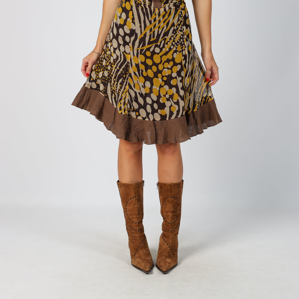 Brown Y2K Woven Midi Dress (S)