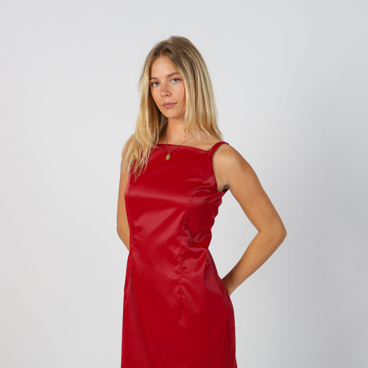 Red Y2K Woven Midi Dress Angie (S)