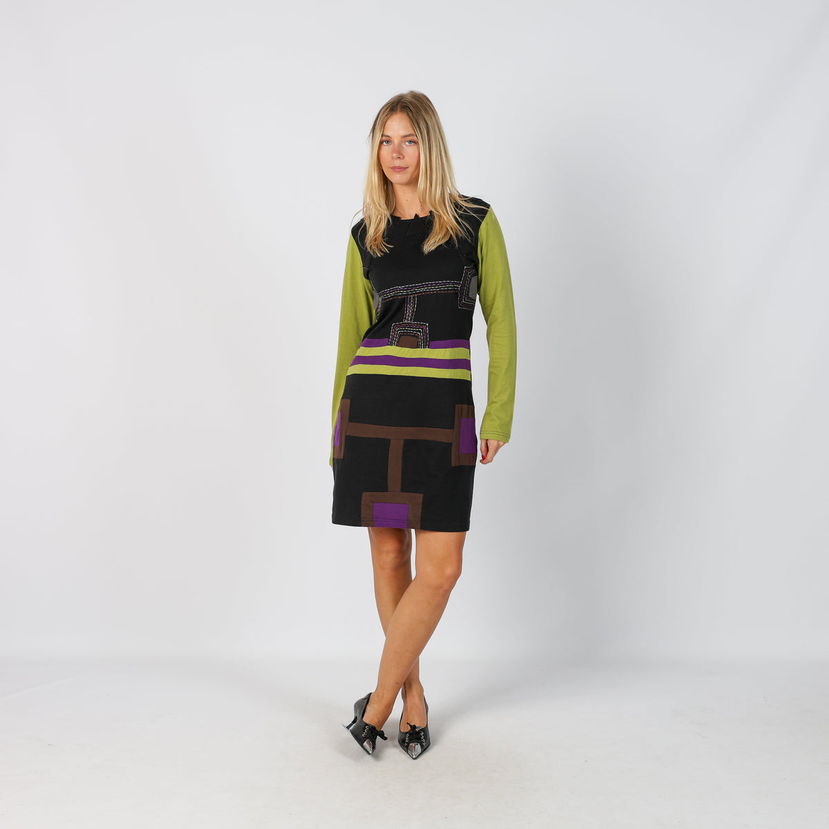 Black Y2K Woven Midi Dress (S)