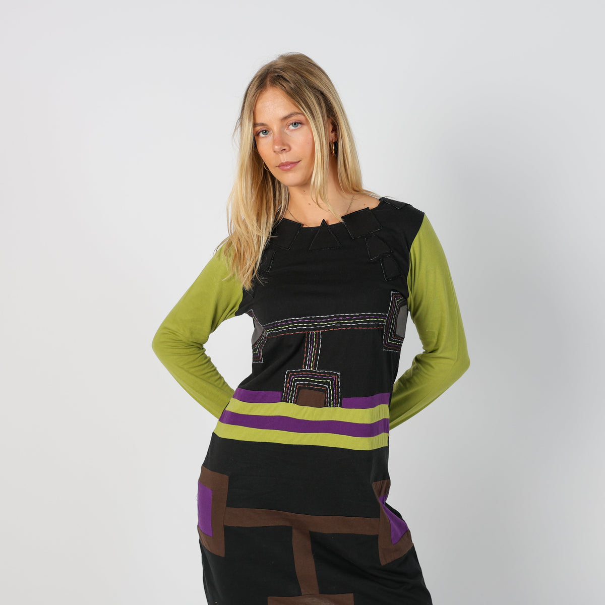 Black Y2K Woven Midi Dress (S)
