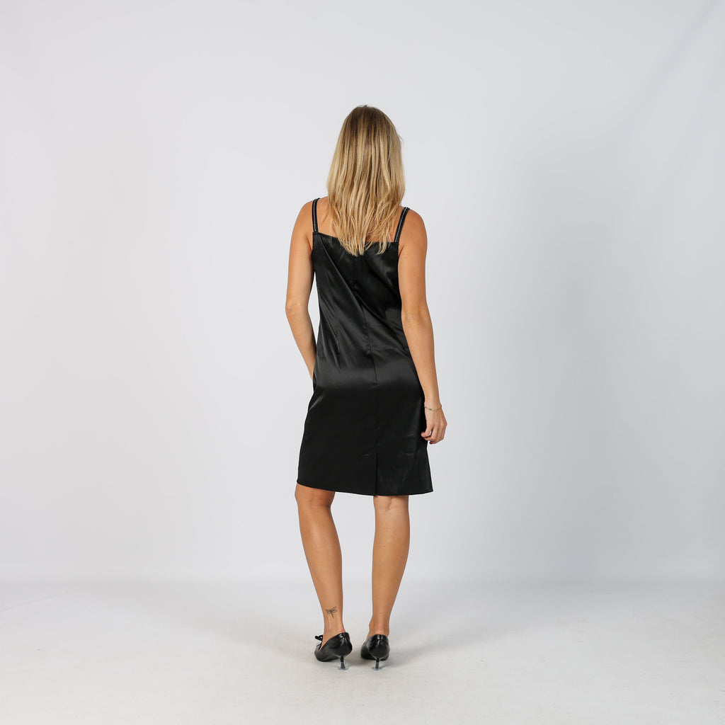 Black Y2K Woven Midi Dress (S)
