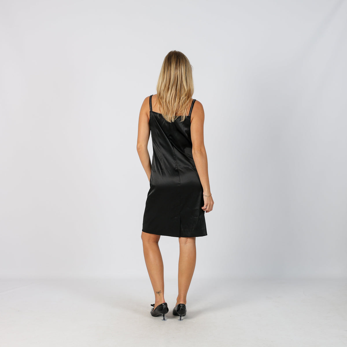 Black Y2K Woven Midi Dress (S)