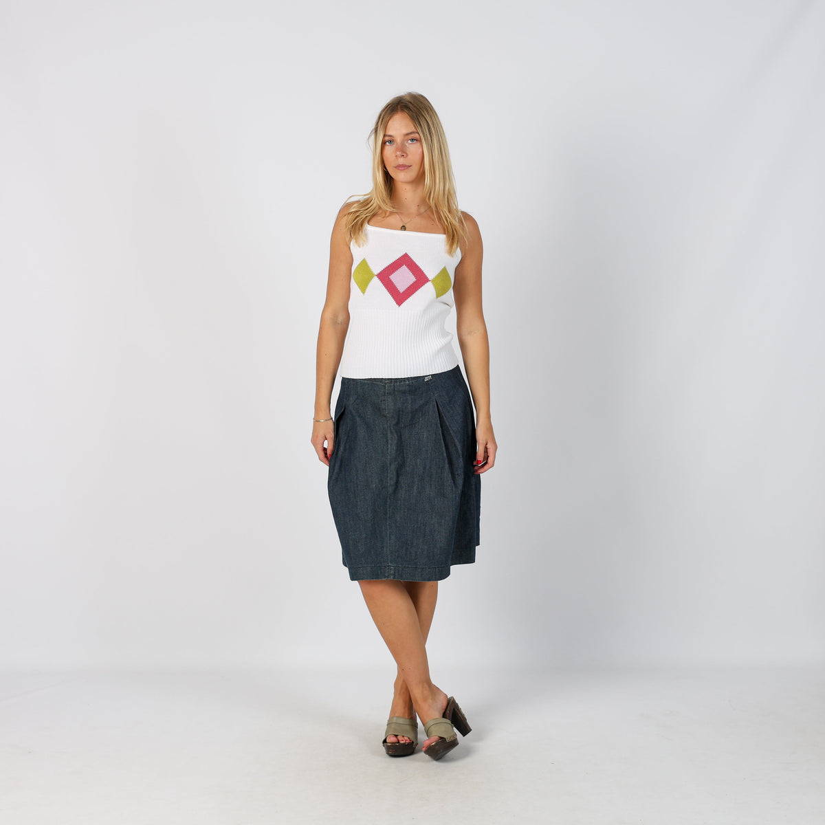 Blue Y2K Miss Sixty Denim Midi Skirt (XS)