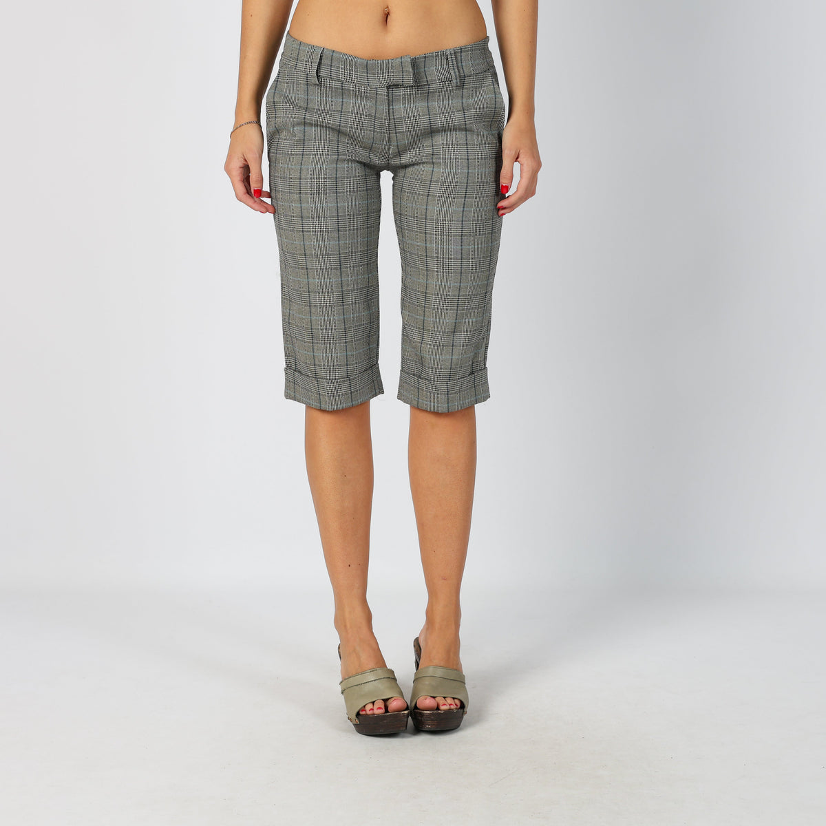 Grey Y2K Mezzo Capri Trouser Checkered (XS)
