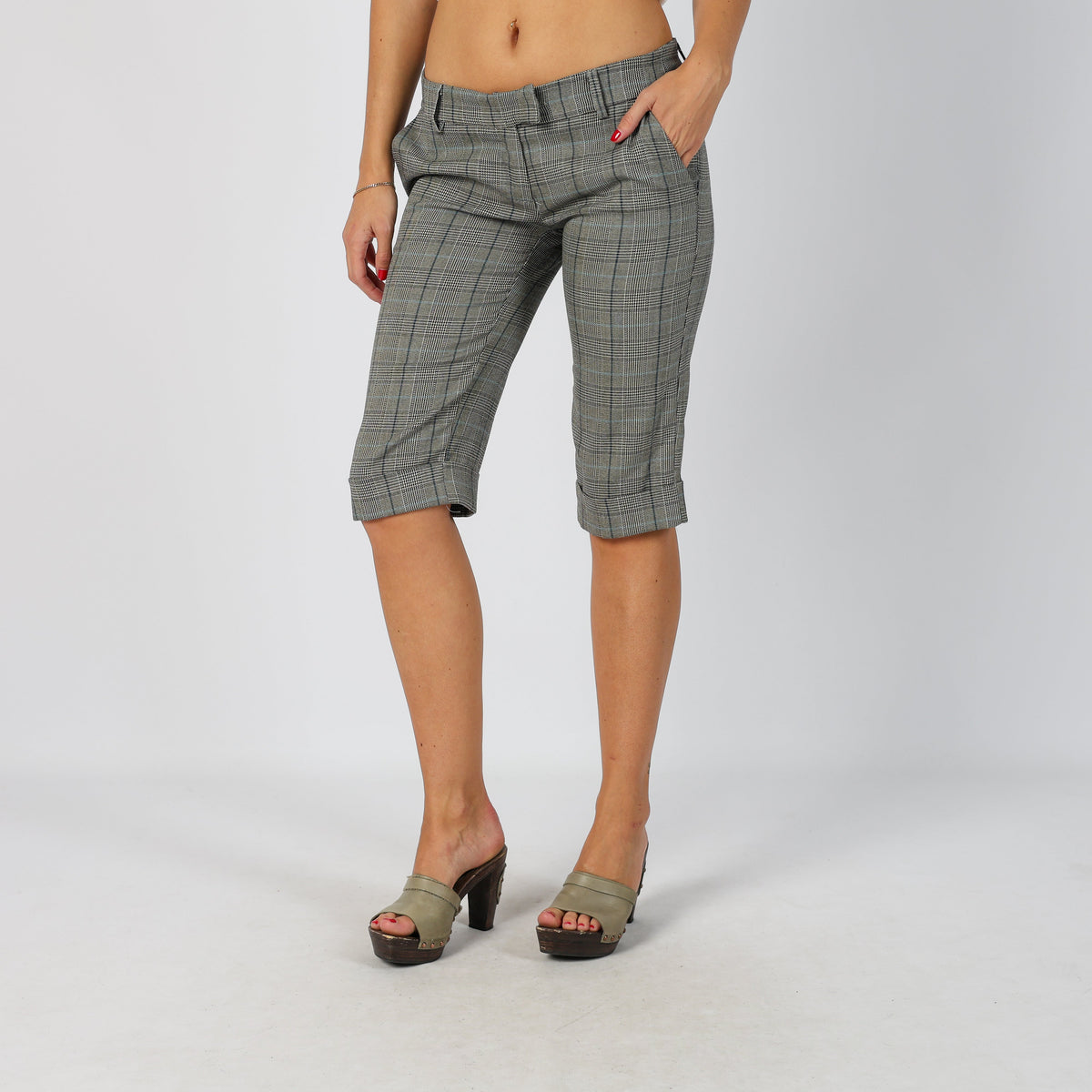 Grey Y2K Mezzo Capri Trouser Checkered (XS)