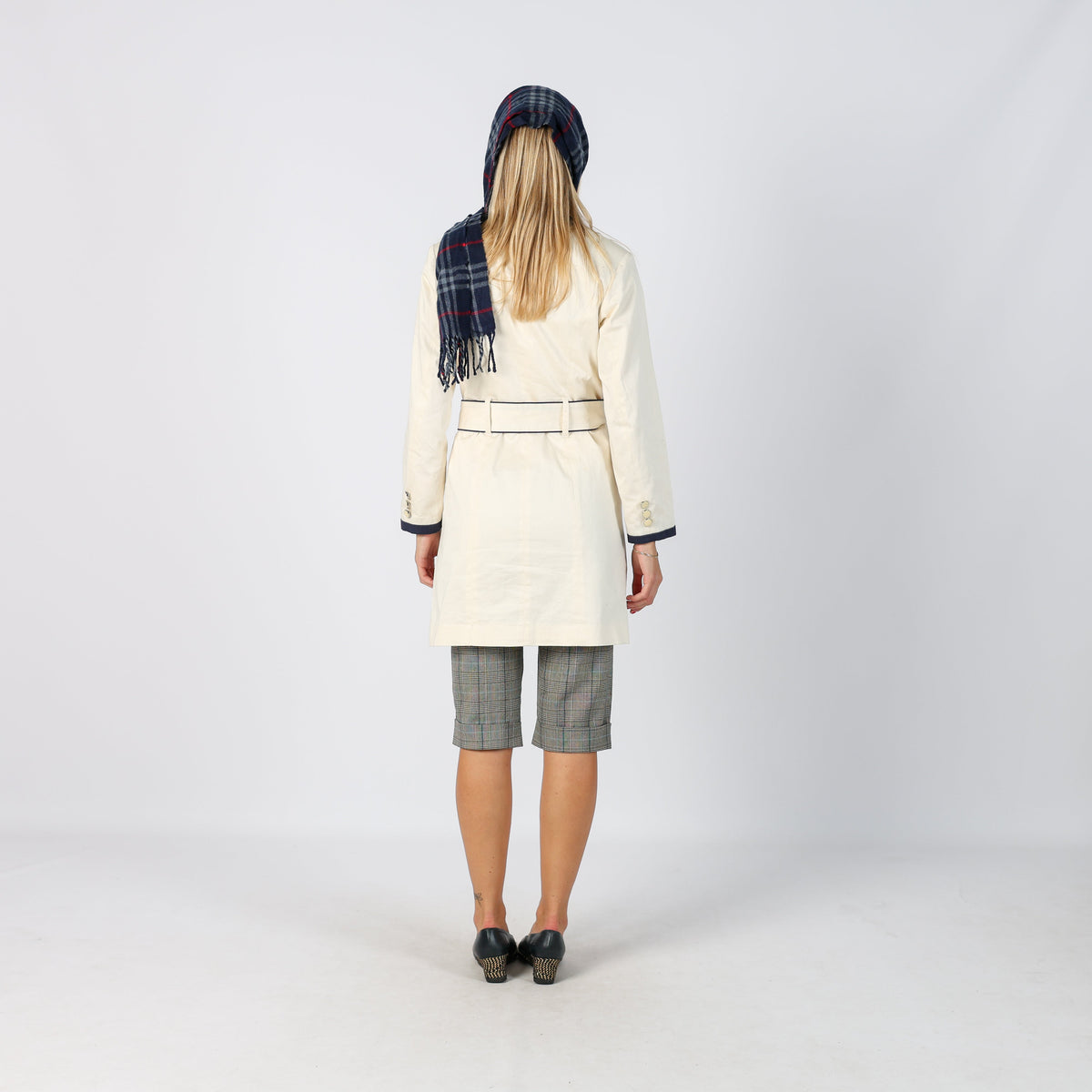 Cream Y2K Trench Coat (S)