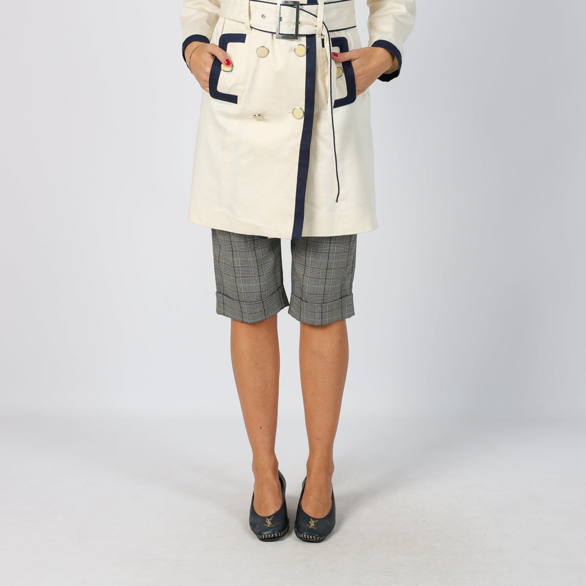 Cream Y2K Trench Coat (S)