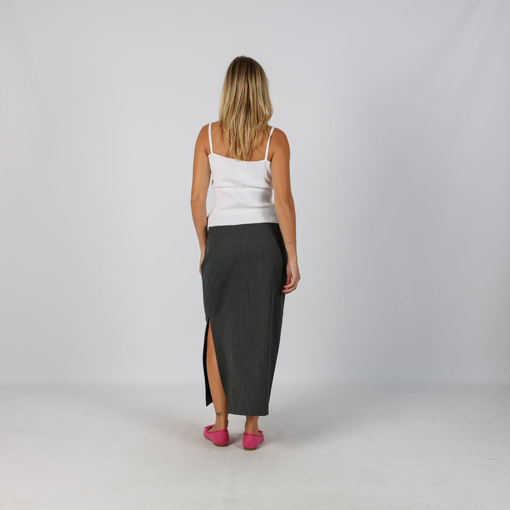 Charcoal Grey Y2K Marella Woven Midi Skirt (8)