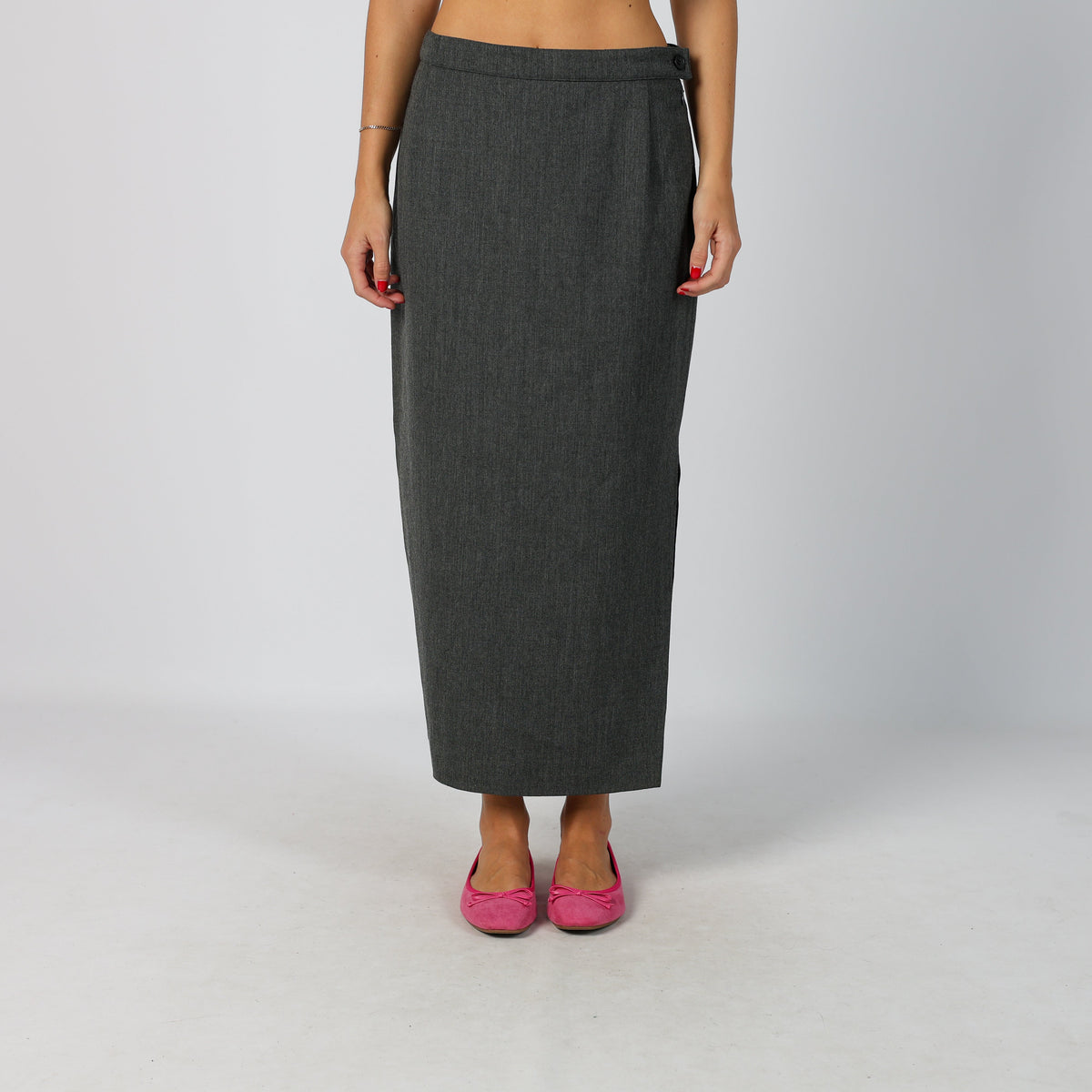 Charcoal Grey Y2K Marella Woven Midi Skirt (8)