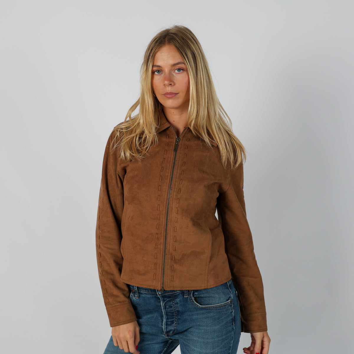 Brown Y2K Suede Jacket Faux (S)