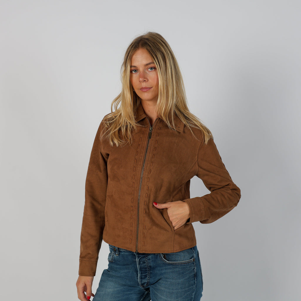 Brown Y2K Suede Jacket Faux (S)