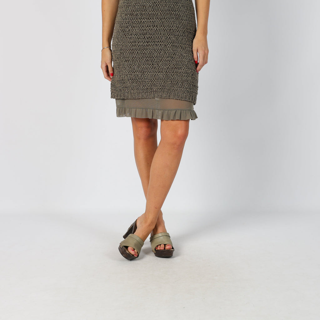 Khaki Green Y2K Made in Italy Woven Mini Dress (XS)