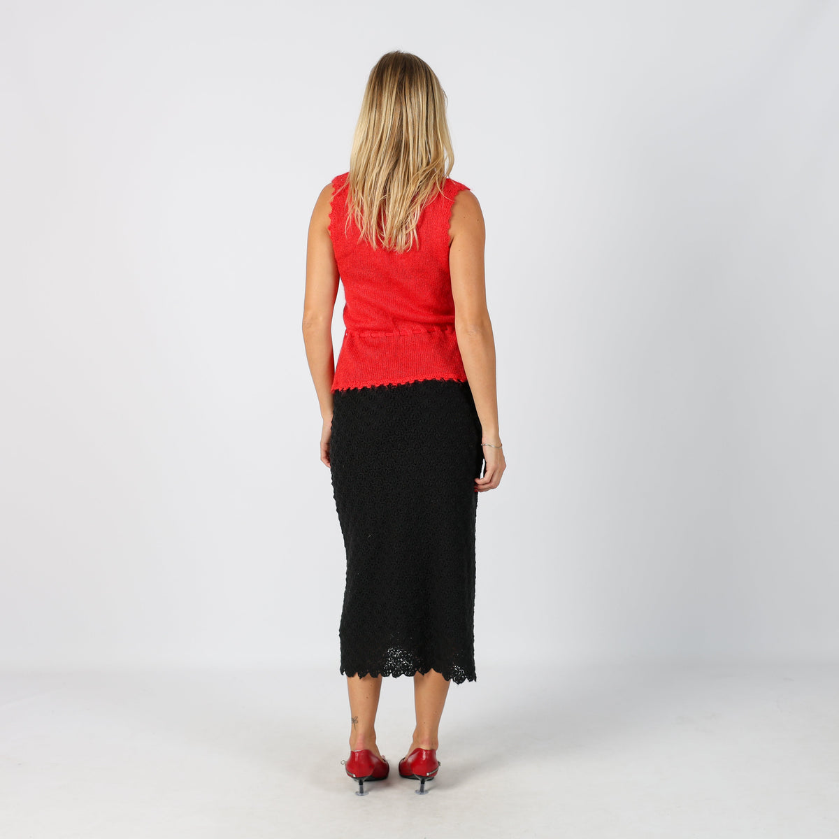 Black Y2K Woven Midi Skirt (XS)