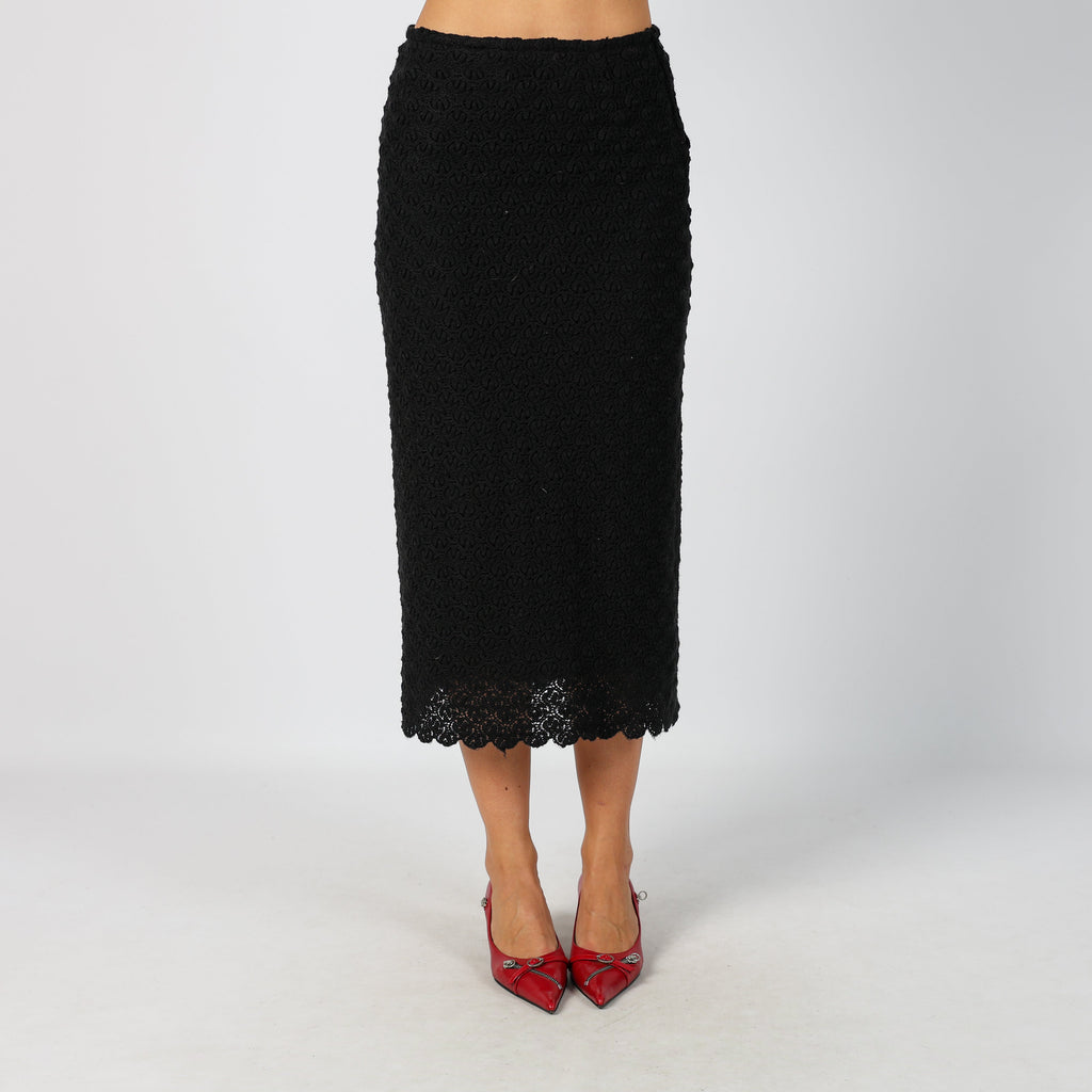 Black Y2K Woven Midi Skirt (XS)