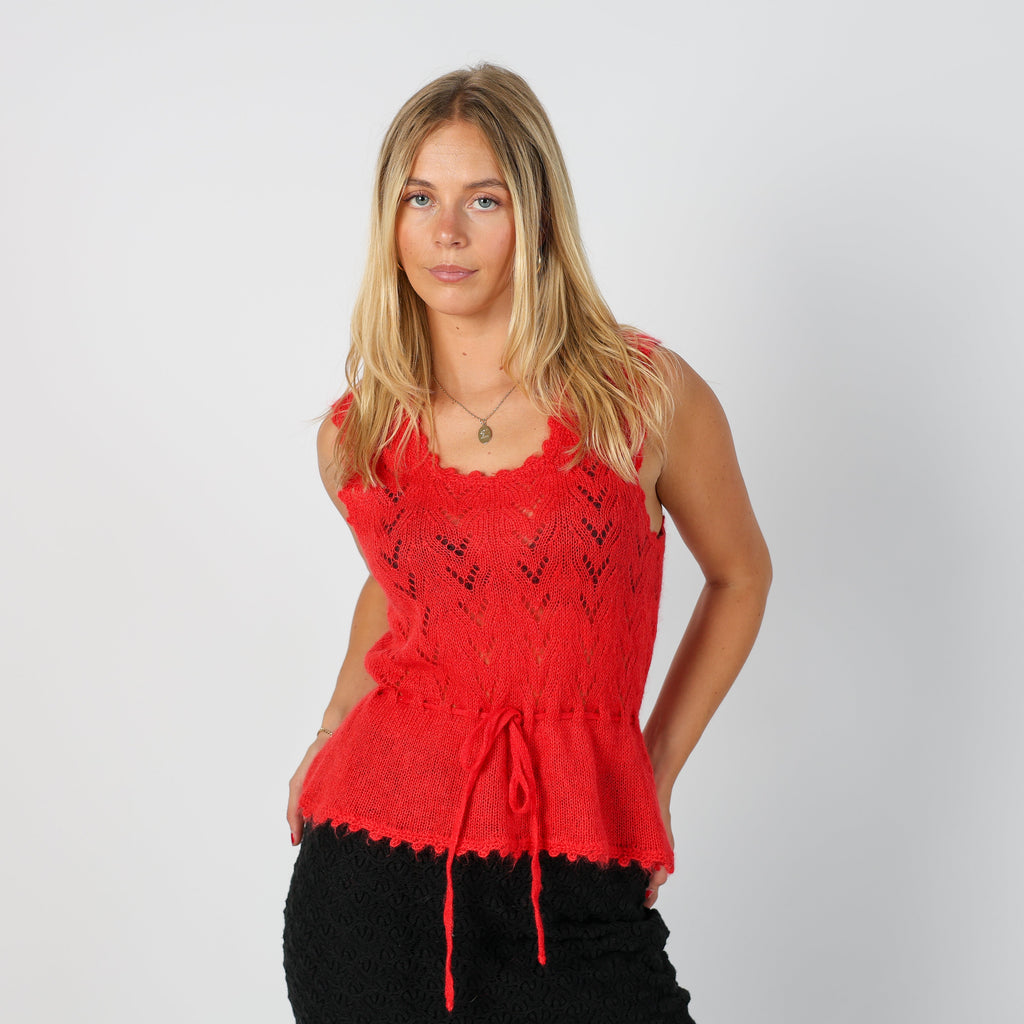 Red Y2K Knitted Top (S)