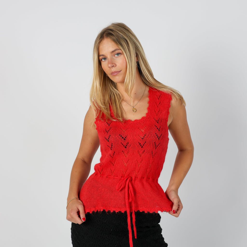 Red Y2K Knitted Top (S)