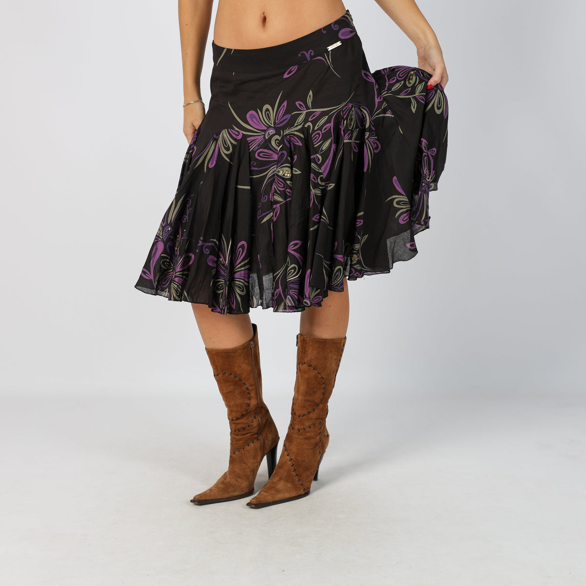 Black Y2K Liu Jo Woven Midi Skirt (S)