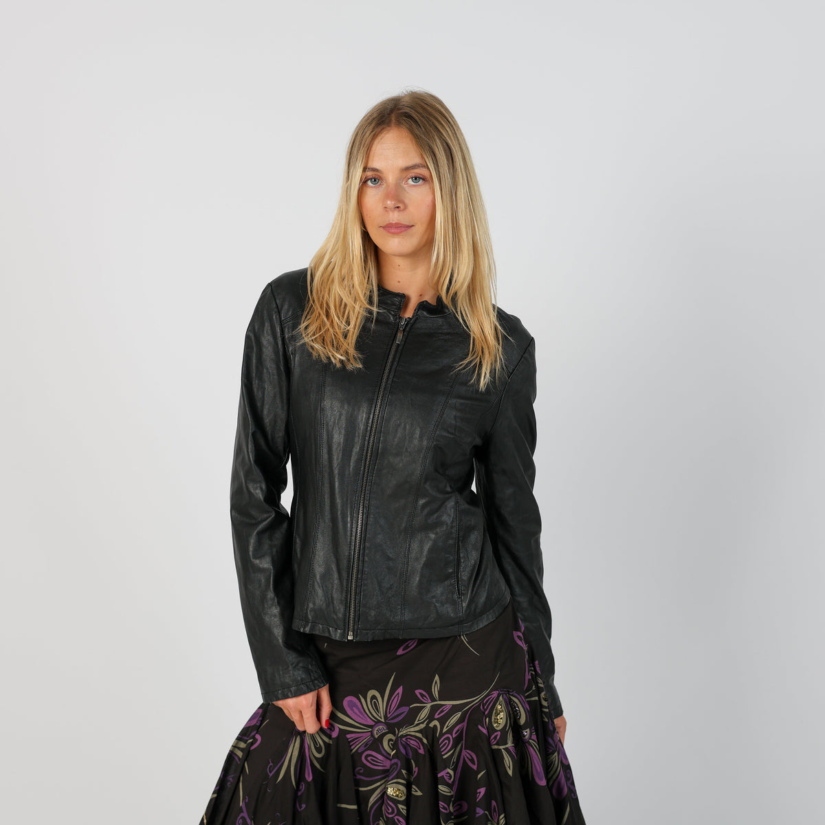 Black Y2K Conbipel Leather Jacket (S)