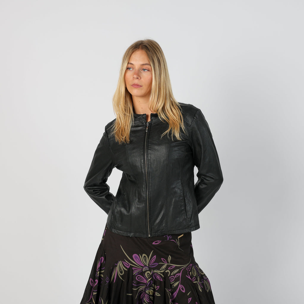 Black Y2K Conbipel Leather Jacket (S)