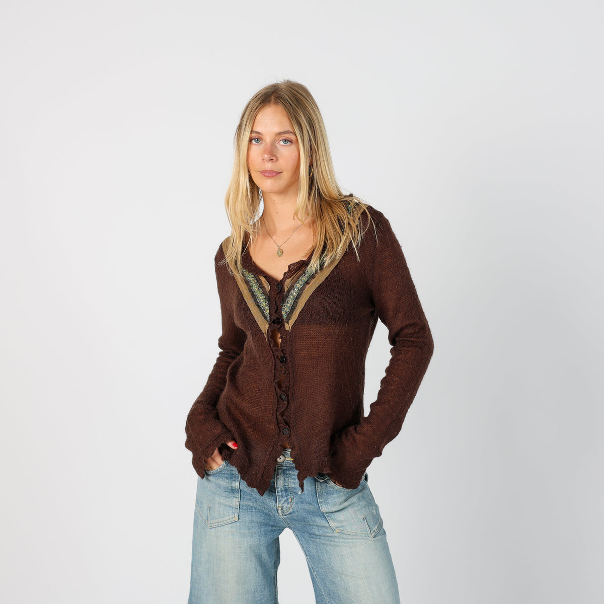 Brown Y2K Made in Italy Knitted Jumper (S)