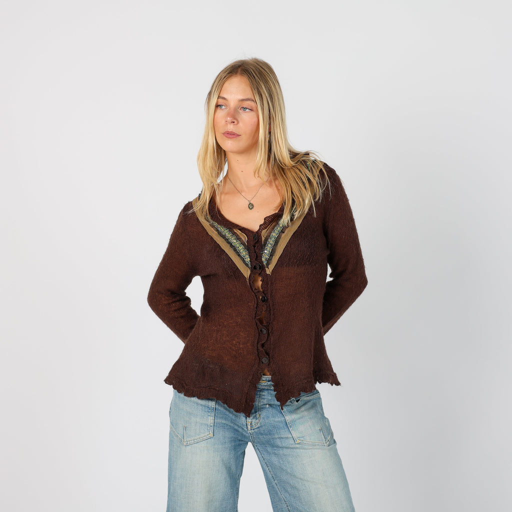 Brown Y2K Made in Italy Knitted Jumper (S)