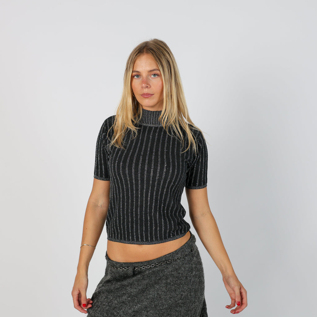 Charcoal Grey Y2K Knitted Top (S)