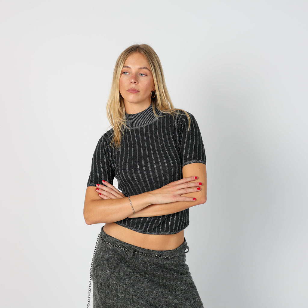 Charcoal Grey Y2K Knitted Top (S)