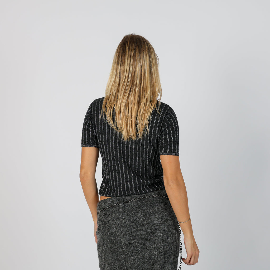 Charcoal Grey Y2K Knitted Top (S)